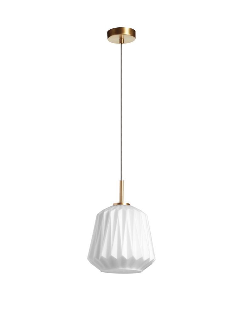 MDC Lampa wisząca TANIA mosiądz mat Ø235 1xE27 klosz biały 579836101