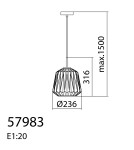 MDC Lampa wisząca TANIA mosiądz mat Ø235 1xE27 klosz biały 579836101