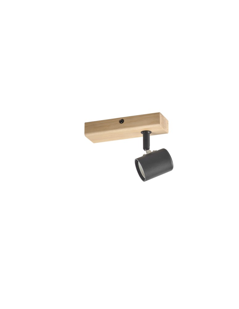 MDC Lampa sufitowa ETNIA B1 czarny mat 1xE27, naturalne drewno sosnowe 450019101