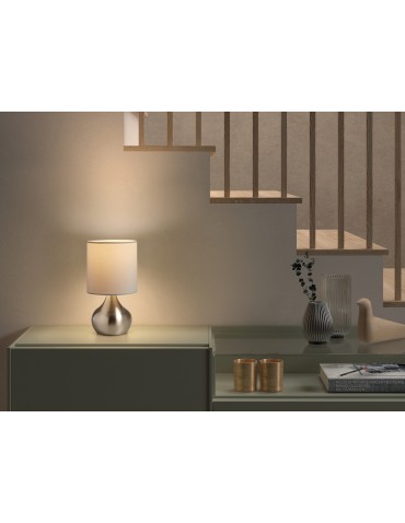MDC Lampa stołowa GRETA (2szt w komplecie) chrom matowy 1xE27 abażur biały, włącznik dotykowy,  2szt w komplecie 580333504 - product 2