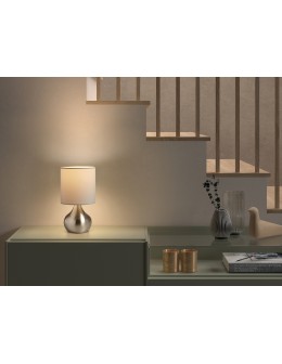 MDC Lampa stołowa GRETA (2szt w komplecie) chrom matowy 1xE27 abażur biały, włącznik dotykowy,  2szt w komplecie 580333504 - produkt 2