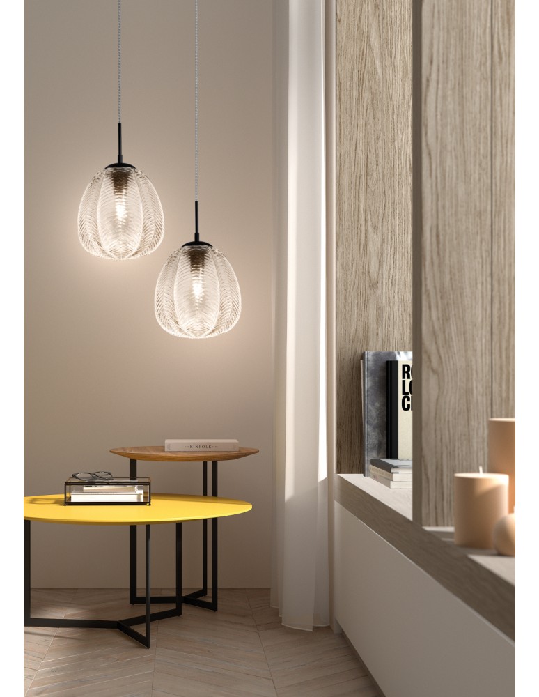 MDC Lampa wisząca MENTA czarny, transparentny Ø26cm 1xE27 579889005