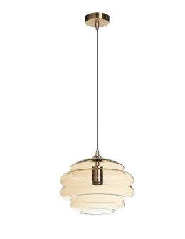 MDC Lampa wisząca MEL bursztynowy klosz, mosiądz antyczny Ø30cm 1xE27 579894306