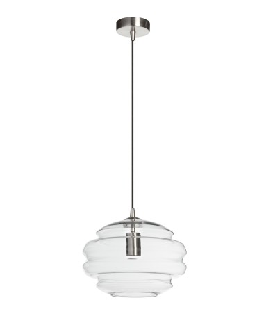 MDC Lampa wisząca MEL transparentny klosz, chrom matowy Ø30cm 1xE27 579893505