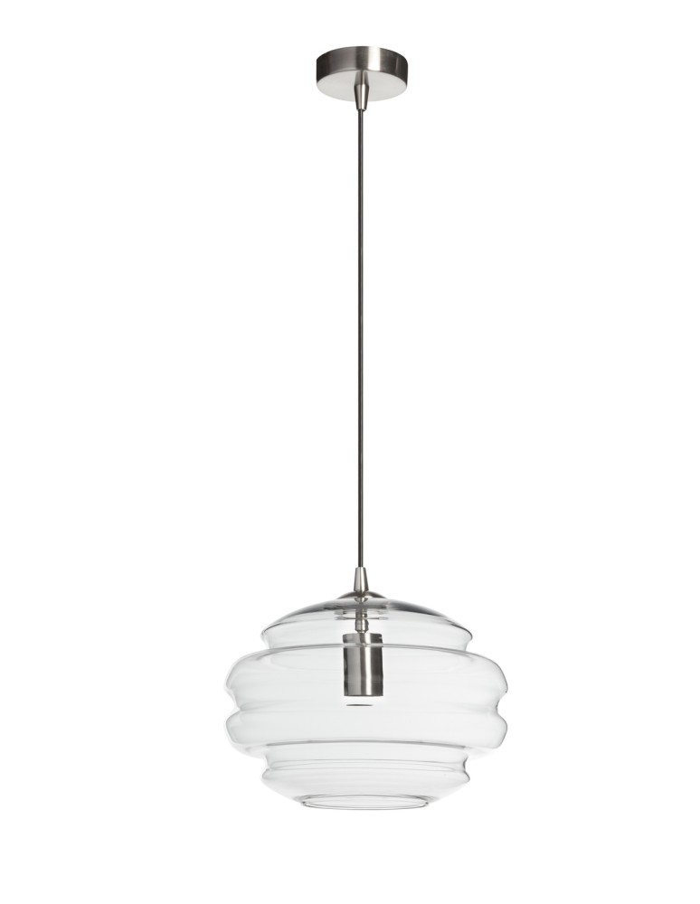 MDC Lampa wisząca MEL transparentny klosz, chrom matowy Ø30cm 1xE27 579893505
