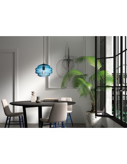 MDC Lampa wisząca MEL niebieski klosz, czarny Ø30cm 1xE27 579899006 - product 2