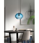 MDC Lampa wisząca MEL niebieski klosz, czarny Ø30cm 1xE27 579899006
