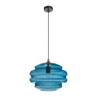 MDC Lampa wisząca MEL XL niebieski klosz, czarny Ø40cm 1xE27 579909006