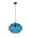 View MDC Lampa wisząca MEL XL niebieski klosz, czarny Ø40cm 1xE27 579909006