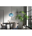 MDC Lampa wisząca MEL XL niebieski klosz, czarny Ø40cm 1xE27 579909006