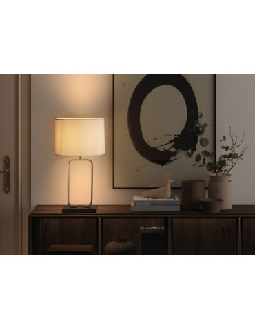 MDC Lampa stołowa RUBI mosiądz antyczny czerwony, czarna podstawa 1xE27 abażur kremowy 580244504 - product 2