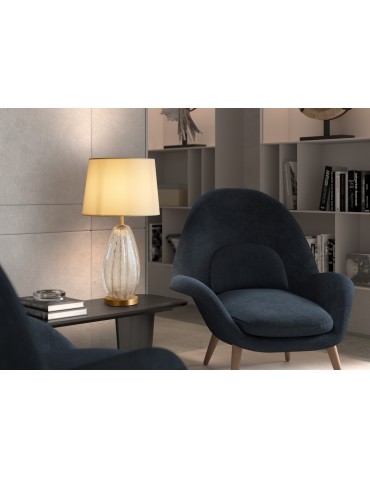 MDC Lampa stołowa BUBLE mosiądz antyczny czerwony, szkło 1xE27 abażur kremowy 580254504 - product 2