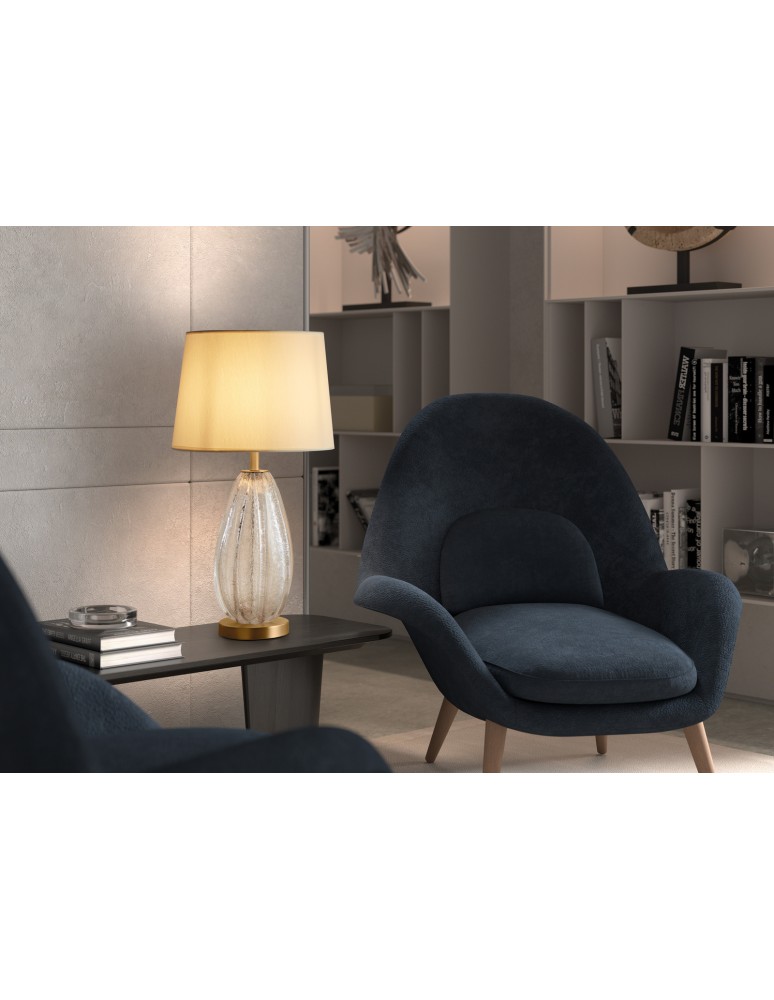 MDC Lampa stołowa BUBLE mosiądz antyczny czerwony, szkło 1xE27 abażur kremowy 580254504