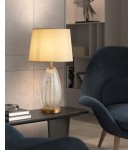 MDC Lampa stołowa BUBLE mosiądz antyczny czerwony, szkło 1xE27 abażur kremowy 580254504