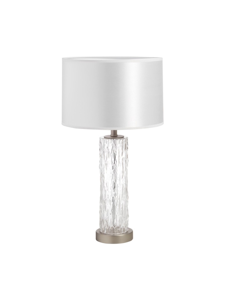 MDC Lampa stołowa CLARA chrom matowy, szkło 1xE27 abażur biały 580263504