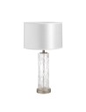 View MDC Lampa stołowa CLARA chrom matowy, szkło 1xE27 abażur biały 580263504