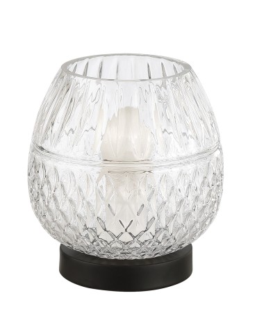MDC Lampa stołowa LYRA 1xE27 czarna, szkło transparentne 579146801