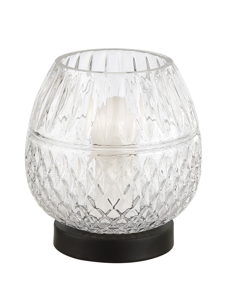 MDC Lampa stołowa LYRA 1xE27 czarna, szkło transparentne 579146801