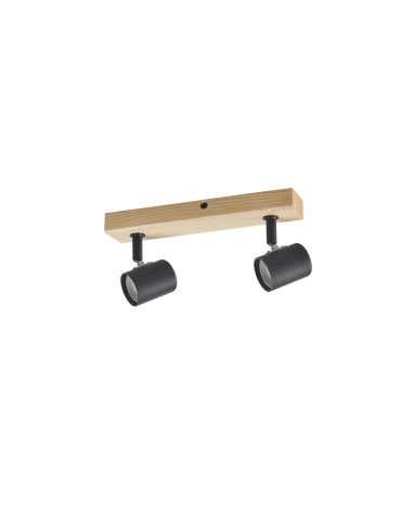 MDC Lampa sufitowa ETNIA R2 czarny mat 2xE27, naturalne drewno sosnowe 450029101