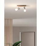 MDC Lampa sufitowa ETNIA R2 czarny mat 2xE27, naturalne drewno sosnowe 450029101