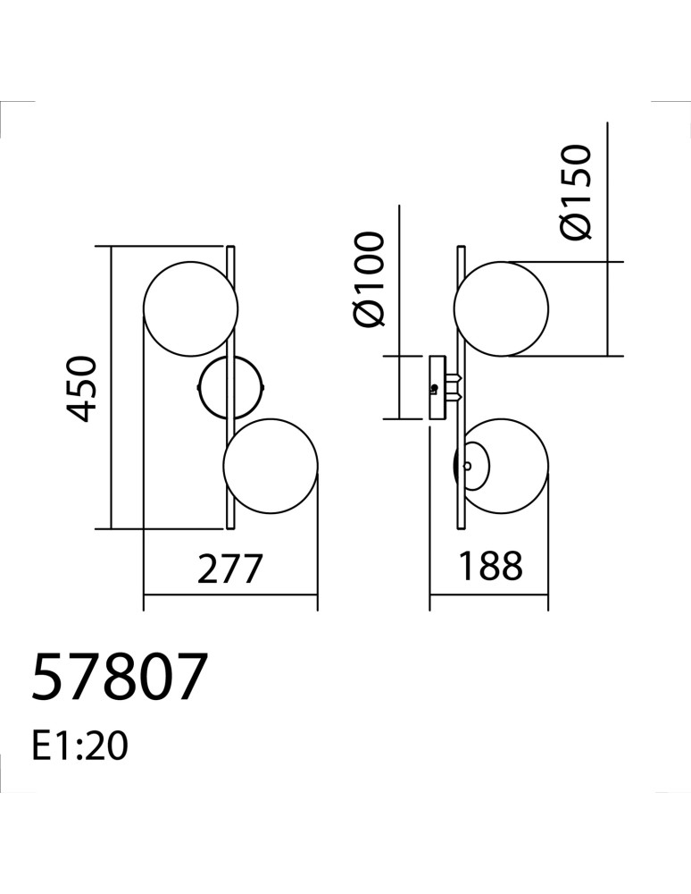 MDC Lampa ścienna RONDO mosiądz mat 2xE27 Ø15cm 578076101