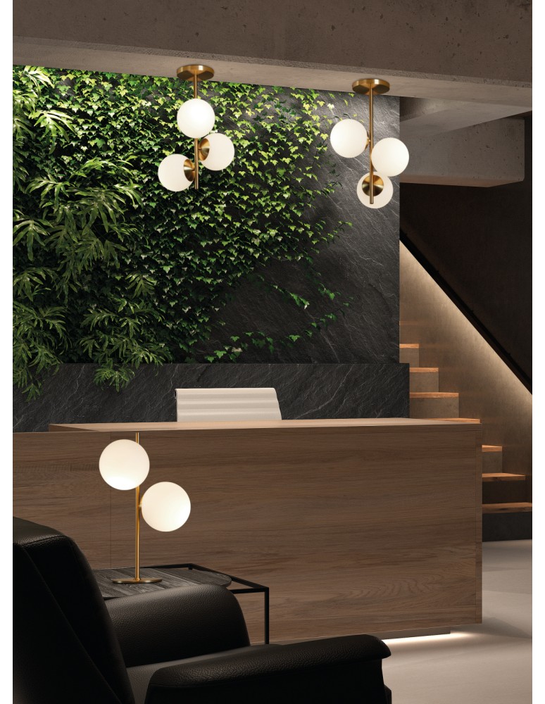 MDC Lampa stołowa RONDO mosiądz mat 2xE27 15cm 578056101