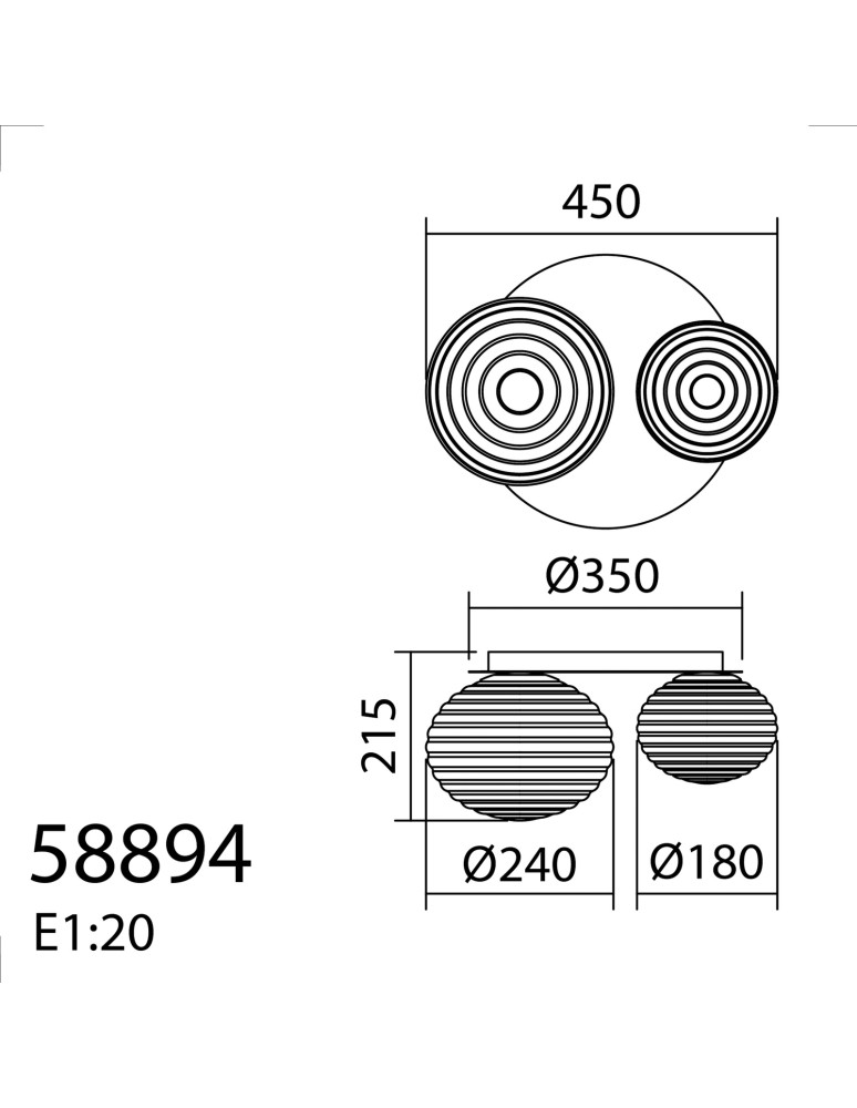 MDC Lampa sufitowa CIAO mosiądz mat 1xE27 Ø24 1xE27 Ø18 588946101