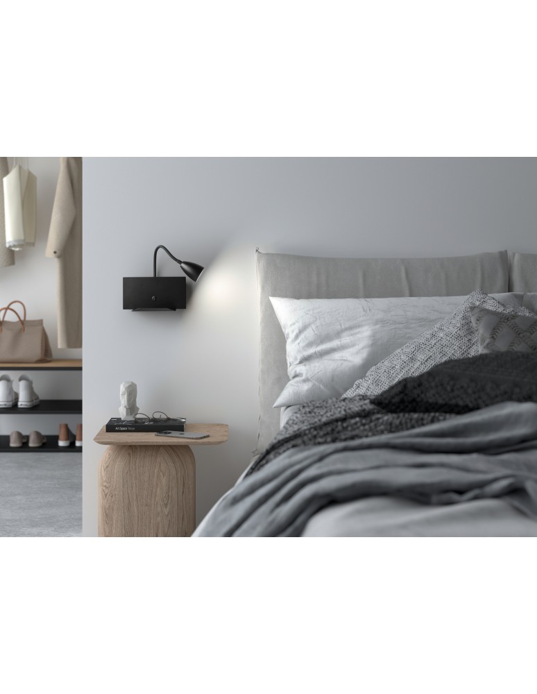 MDC Lampa ścienna TURA czarny 1xGU10 USB typ C 588769101