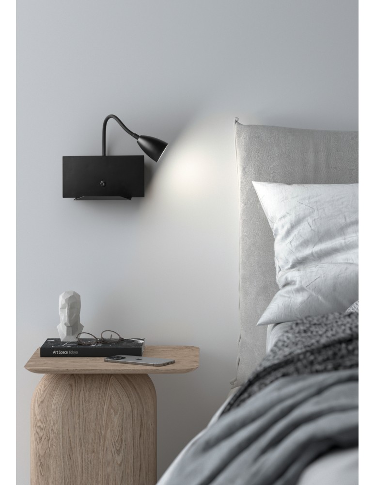 MDC Lampa ścienna TURA czarny 1xGU10 USB typ C 588769101