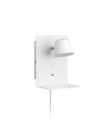 MDC Lampa ścienna LIBIA biały 5W 3000K USB C, z przewodem z wtyczką 577648102