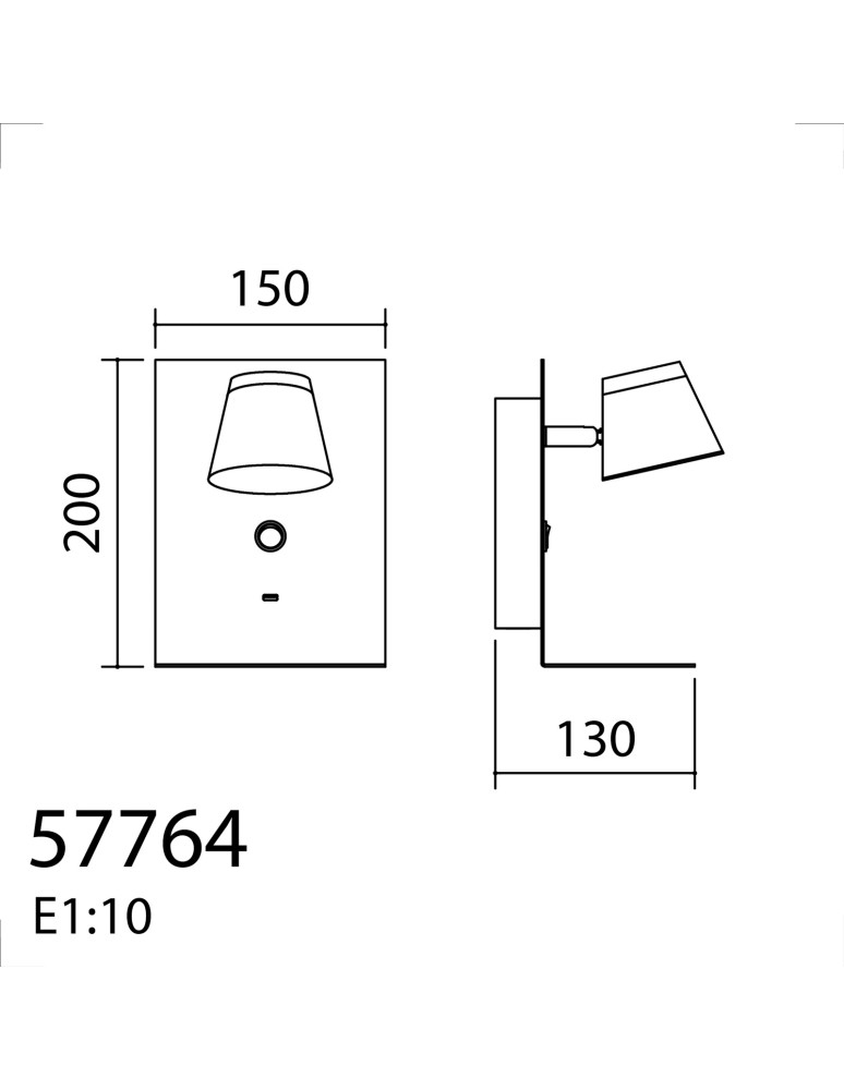 MDC Lampa ścienna LIBIA biały 5W 3000K USB C, z przewodem z wtyczką 577648102