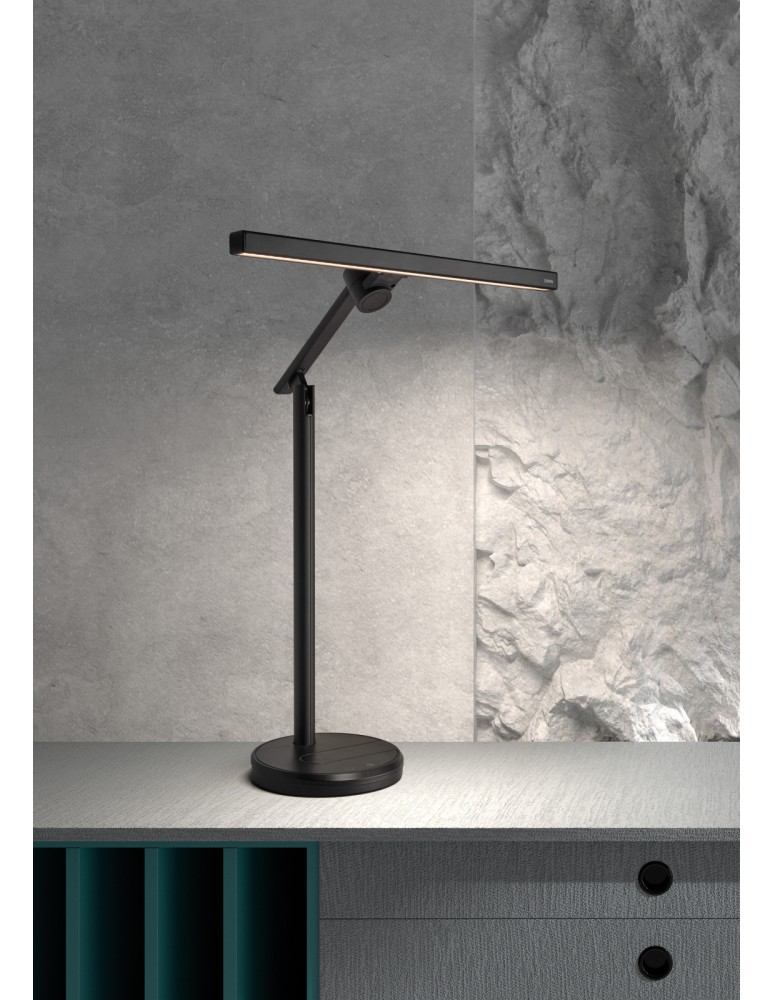 MDC Lampa stołowa RUPIT czarny 10W 600lm CCT zmienna barwa, ściemnianie, ładowarka USB 578189102