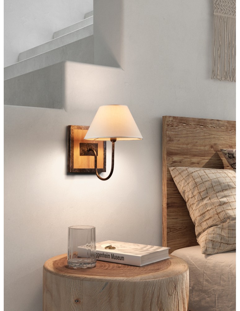 MDC Lampa ścienna JIPS 1xE14 czarny, naturalny drewniany 429991401
