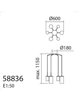 MDC Lampa wisząca TRIEL czarny, mosiądz antyczny 6xE27 588369101 - product 2