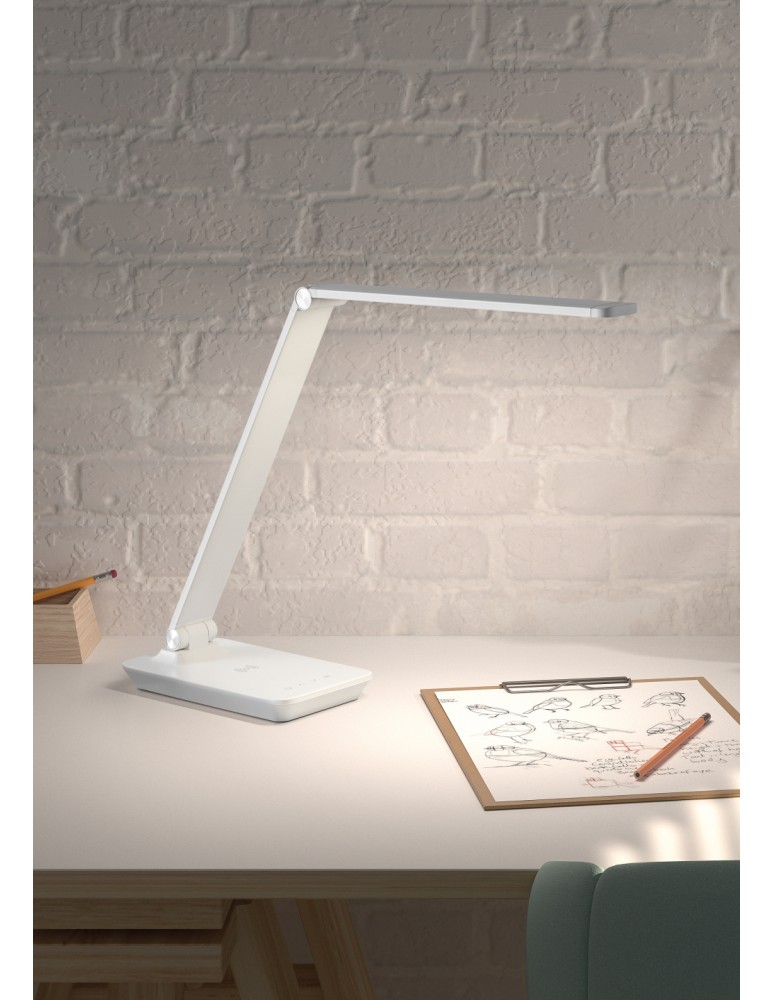 MDC Lampa stołowa SUSI biały 10W CCT 3000-6500K sterowanie dotykowe, ściemnianie, ładowarka indukcyjna i USB 579808102