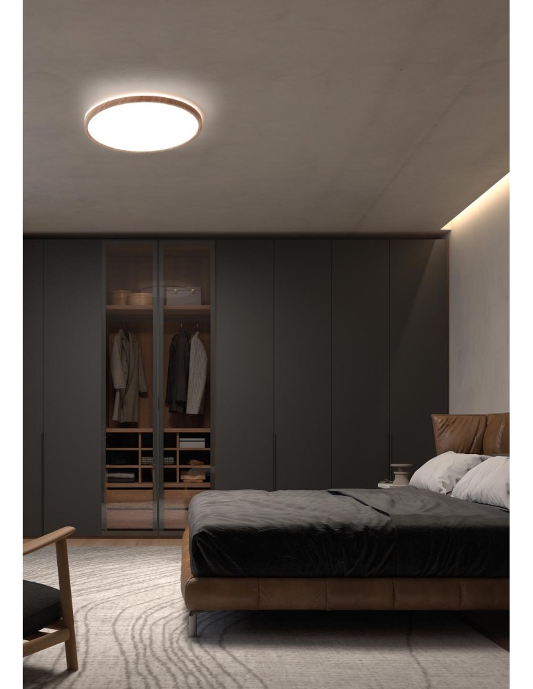 MDC Lampa sufitowa OSONA drewniany naturalny LED 32W+8W Ø40 CCT 3000-4000-5000K (przód), tył 3000K (zmienna moc) 589815502