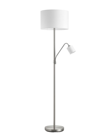 MDC Lampa podłogowa SAM chrom matowy E27+E14 abażur biały 580893504