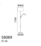 MDC Lampa podłogowa SAM chrom matowy E27+E14 abażur biały 580893504