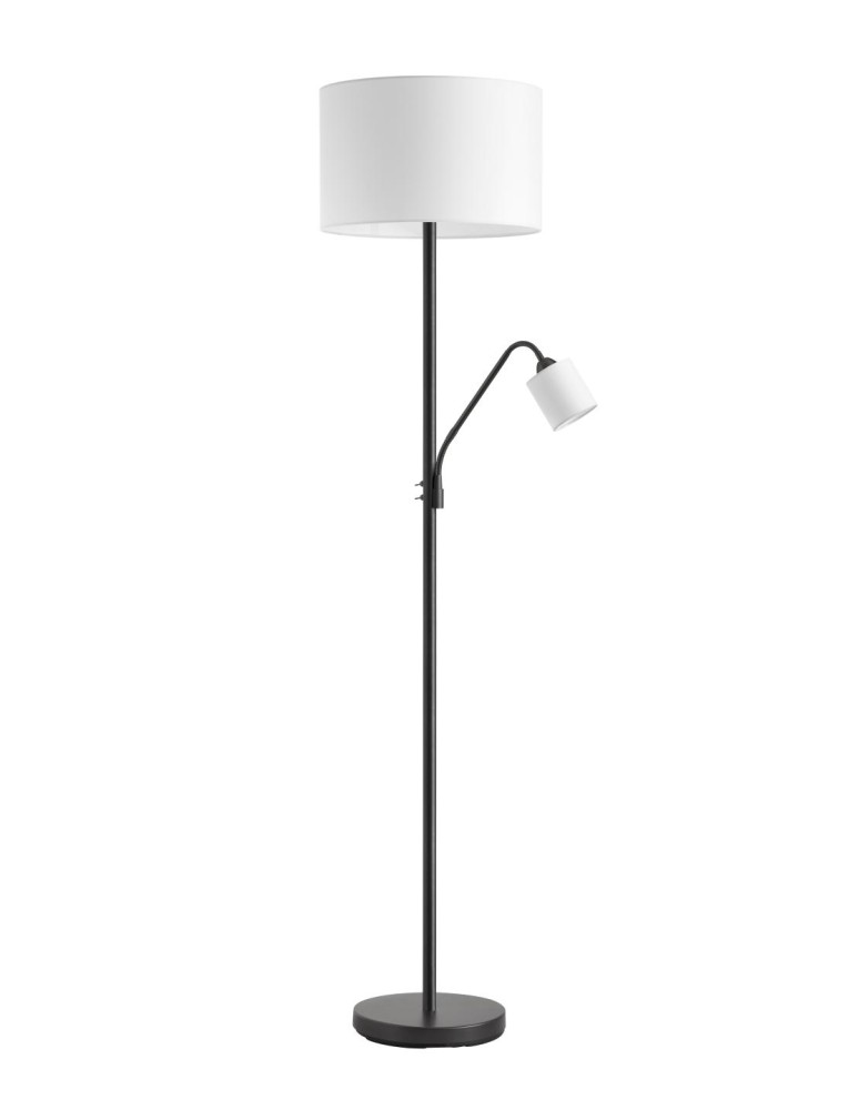 MDC Lampa podłogowa SAM czarny E27+E14 abażur biały 580899104