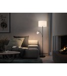 MDC Lampa podłogowa SAM czarny E27+E14 abażur biały 580899104