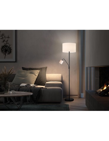MDC Lampa podłogowa SAM czarny E27+E14 abażur biały 580899104 - product 2