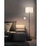 MDC Lampa podłogowa SAM czarny E27+E14 abażur biały 580899104