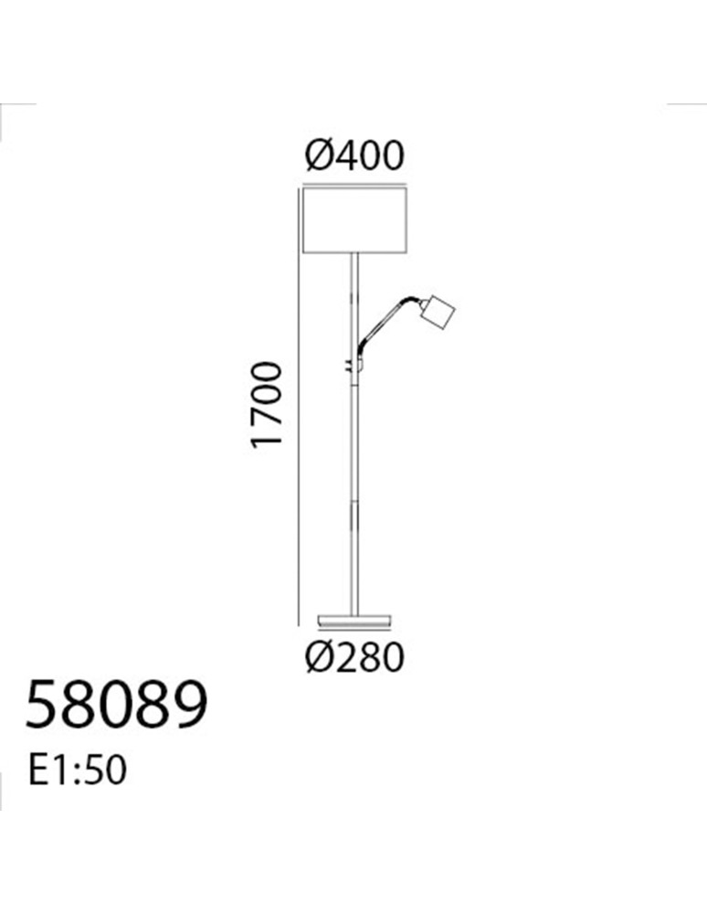 MDC Lampa podłogowa SAM czarny E27+E14 abażur biały 580899104