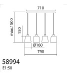 MDC Lampa wisząca DEKO chrom matowy 4xE27 szklany klosz 589943501
