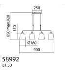MDC Lampa wisząca DEKO chrom matowy 4xE27 szklany klosz 589923501