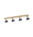 MDC Lampa sufitowa ETNIA R4 czarny mat 4xE27, naturalne drewno sosnowe 450049101