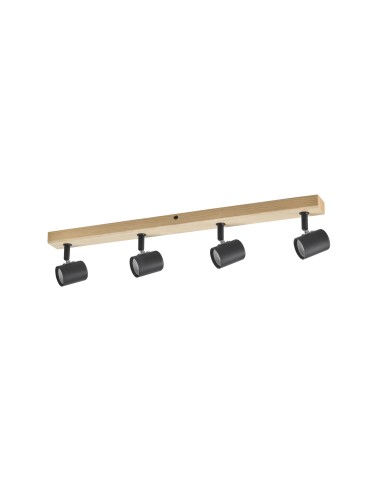 MDC Lampa sufitowa ETNIA R4 czarny mat 4xE27, naturalne drewno sosnowe 450049101