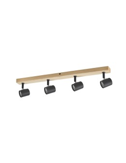 MDC Lampa sufitowa ETNIA R4 czarny mat 4xE27, naturalne drewno sosnowe 450049101