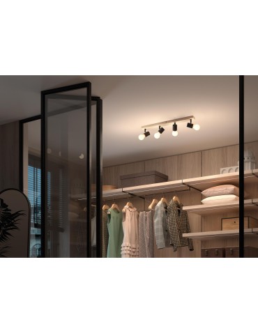 MDC Lampa sufitowa ETNIA R4 czarny mat 4xE27, naturalne drewno sosnowe 450049101 - product 2