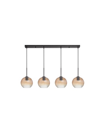 MDC Lampa wisząca CANICA czarny, szkło bursztynowe Ø20 4xE27 589899106